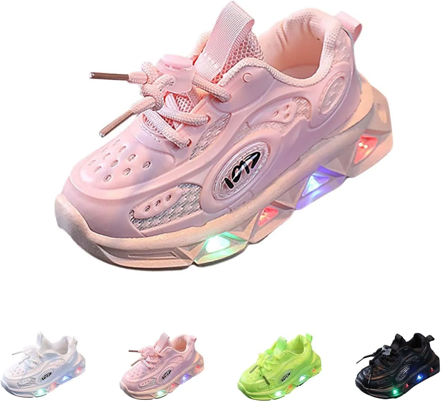 Girls Light Up Shoes Lac𝐞 Up Non-Slip Luminous Shoes Low Top Mesh Lightweight Casual Sneaker Led Casual Shoes