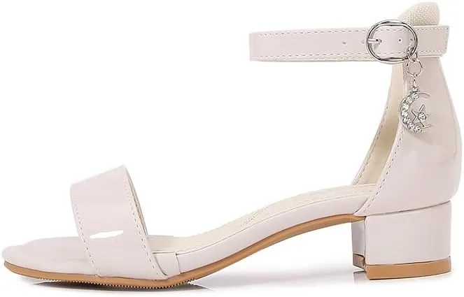 Girls Low Heel Chunky Sandals Wedding Dress Pumps Shoes
