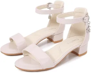 Girls Low Heel Chunky Sandals Wedding Dress Pumps Shoes