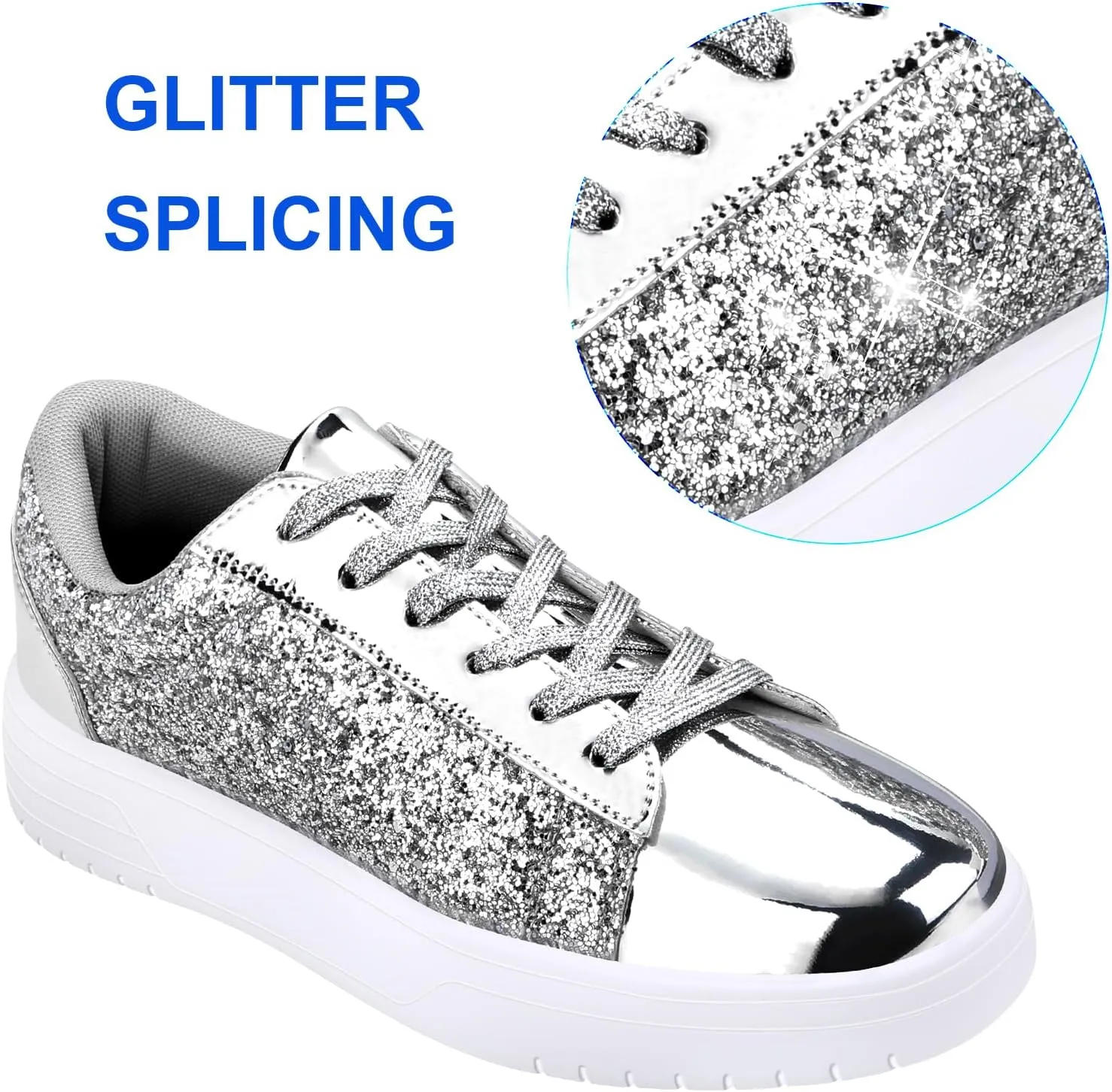 Glitter Sneakers for Women - Sparkly Bling Sequin Sneakers for Wedding, Party & Casual Wear