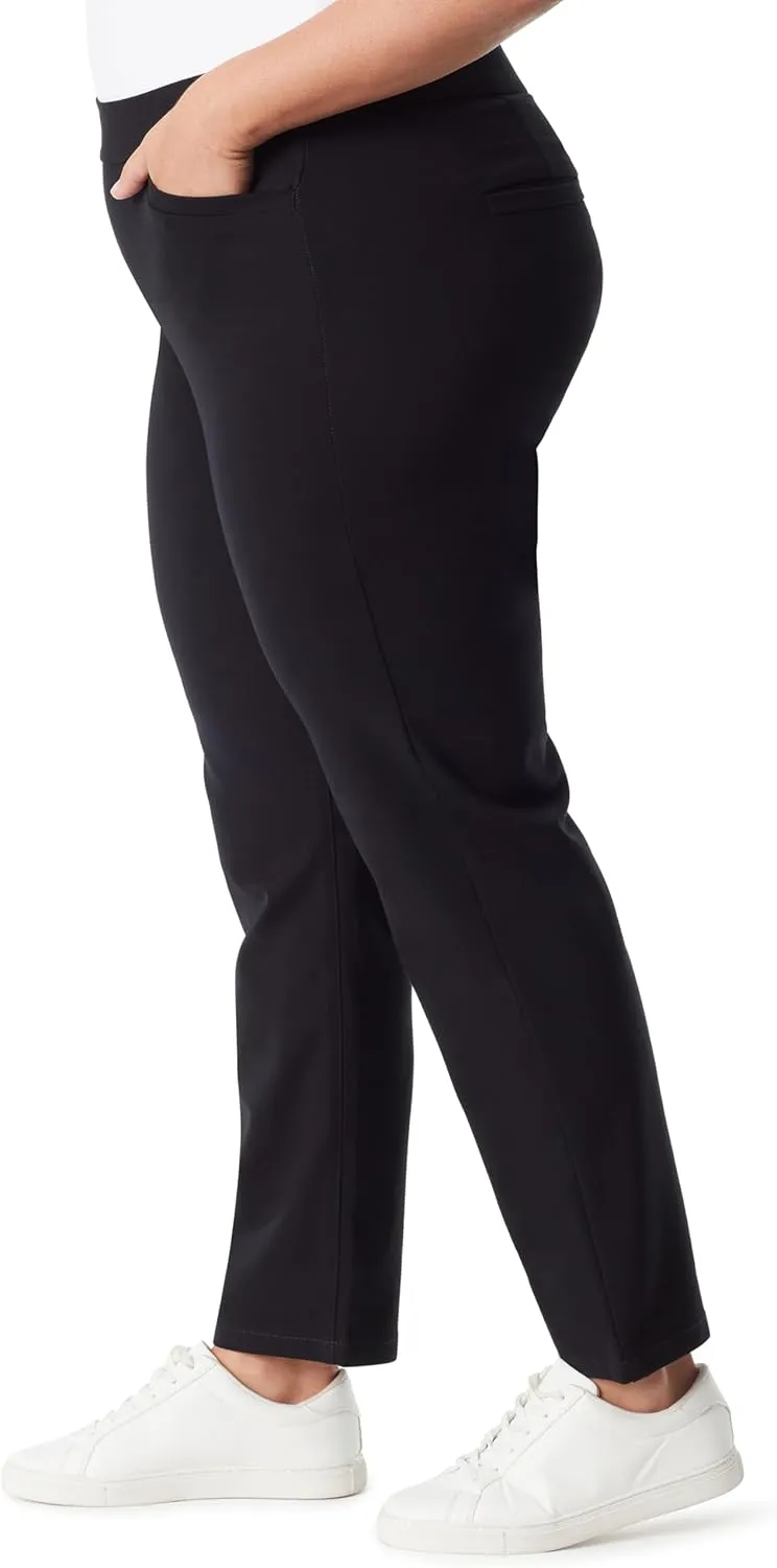 Gloria Vanderbilt Women's Pull on Trouser 4 Pocket Mid Rise Straight Leg Pant Plus
