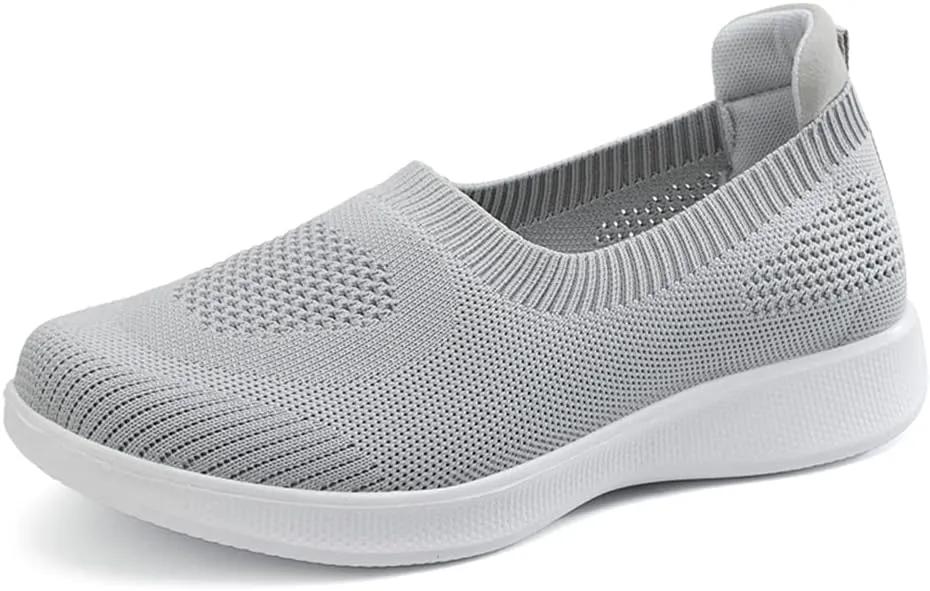 GOSPT Women's Slip on Sock Sneakers Lightweight Elastic Knit Mesh Shoes Comfort Flats