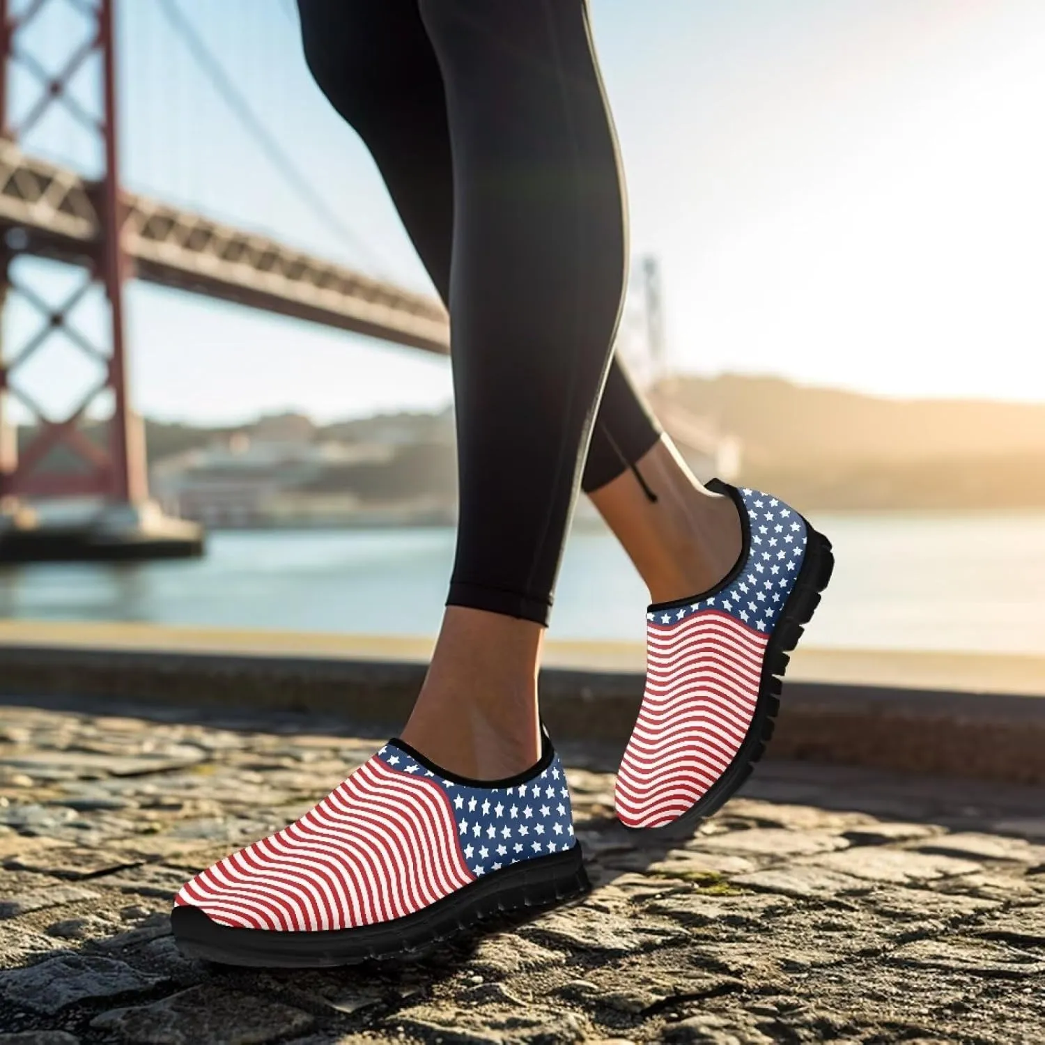 GOSTONG Sneakers for Women Comfort Soft Non Slip Outdoor Running Sneakers Casual Slip-on Home Walking Loafers Black US 5.5-11.5