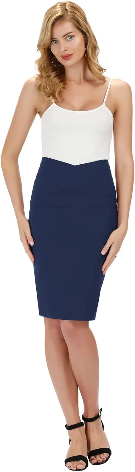 GRACE KARIN Skirts for Women High Waist Knee Length Stretch Bodycon Pencil Wedding Guest Work Skirt