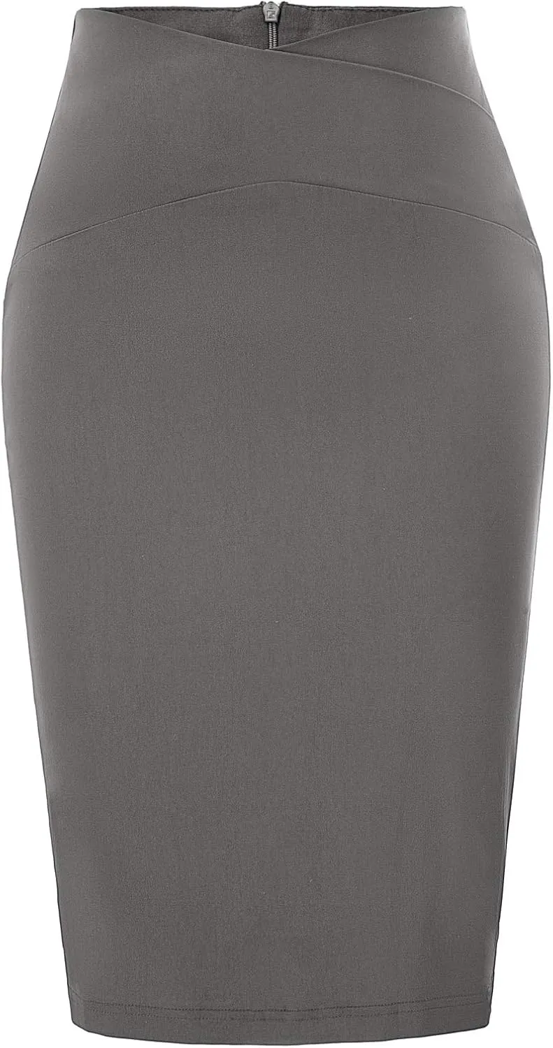 GRACE KARIN Skirts for Women High Waist Knee Length Stretch Bodycon Pencil Wedding Guest Work Skirt