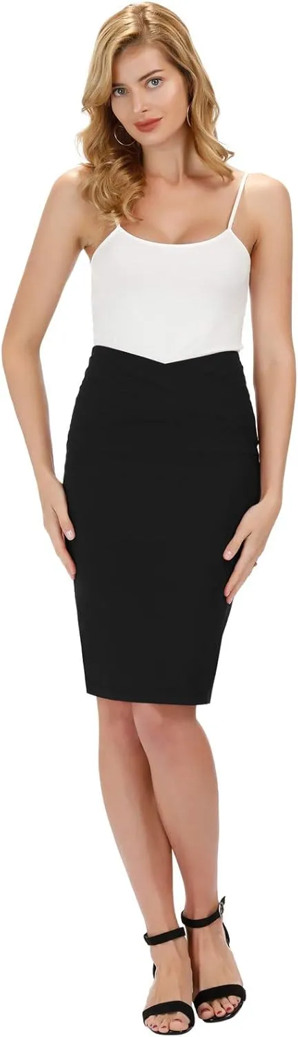 GRACE KARIN Skirts for Women High Waist Knee Length Stretch Bodycon Pencil Wedding Guest Work Skirt