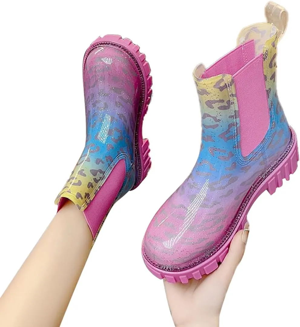 Harssidanzar Womens Ankle Rain Boots Waterproof Chelsea Boots,Anti-Slipping Rainboots and Garden Shoes for Ladies with Comfortable Insoles HL211US