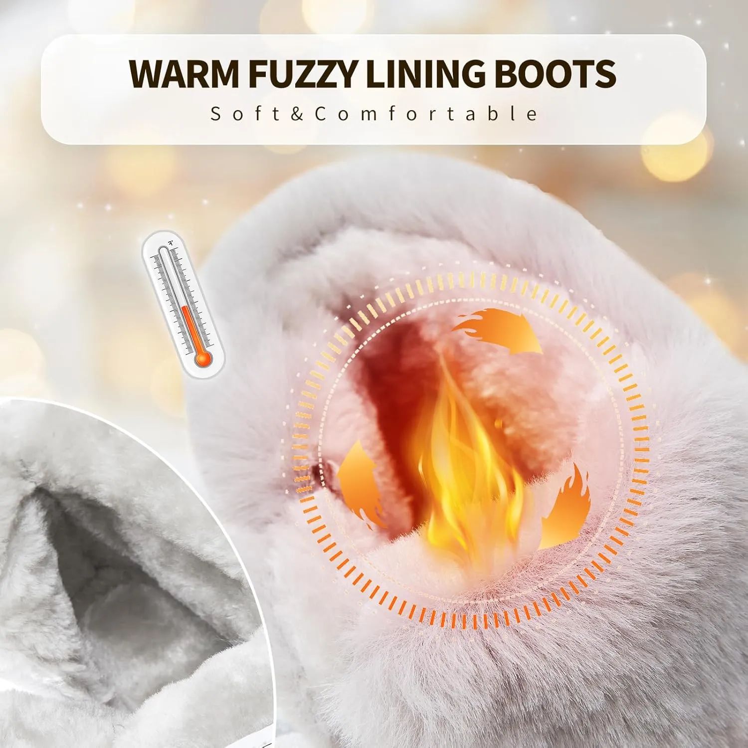 hash bubbie Women's Winter Boots Ankle Booties for Women Warm Fuzzy Boots Lace up PU Leather Snow Boots with Zipper