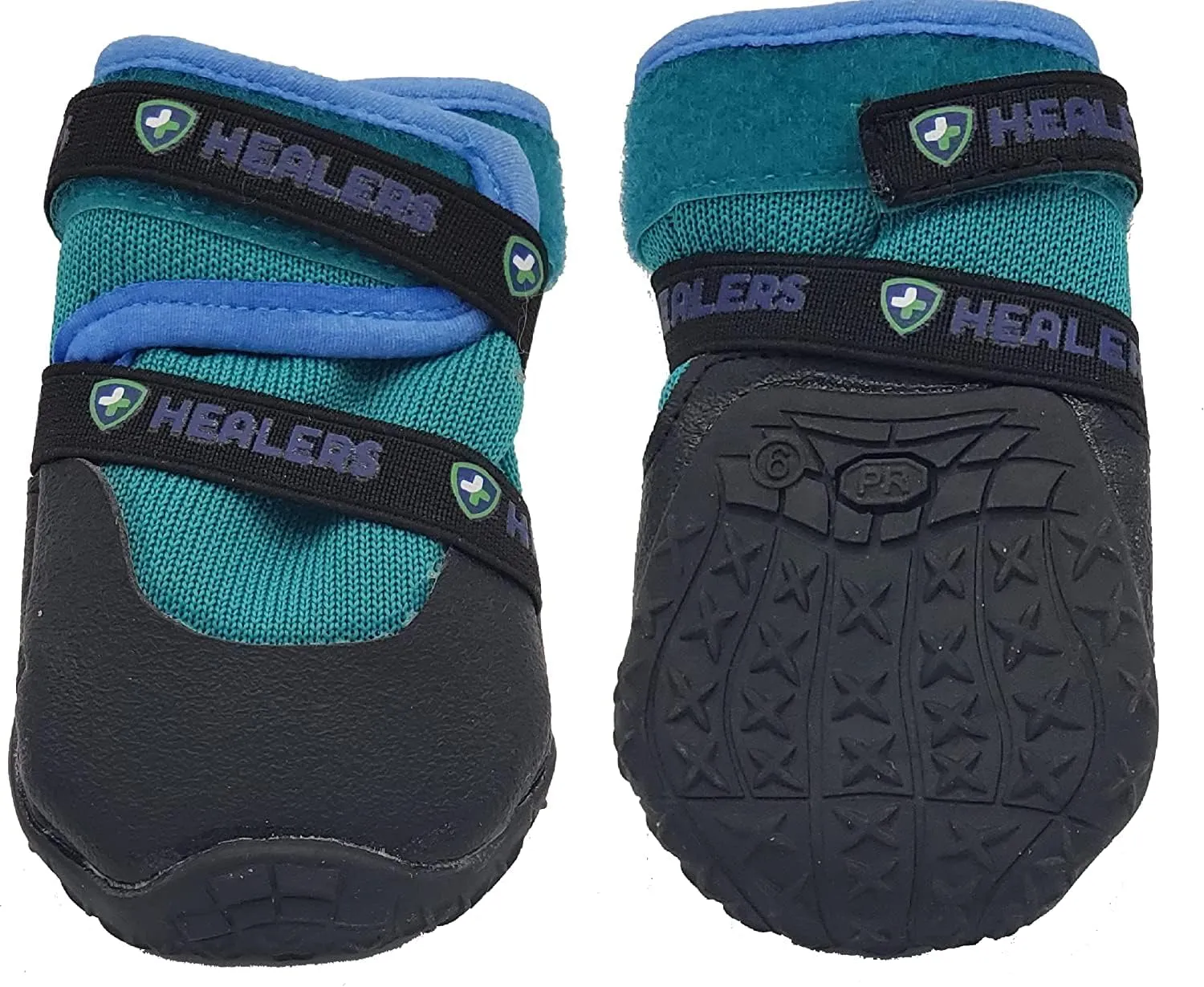 Healer's Pet Care Urban Walkers Non-Skid Puppy Shoes, Breathable Dog Shoes, All-Weather Dog Boots for Small Medium Dogs Hiking Paw Protector with Reflective Band 2PCS, 1-Pair (Teal - Small-Med)