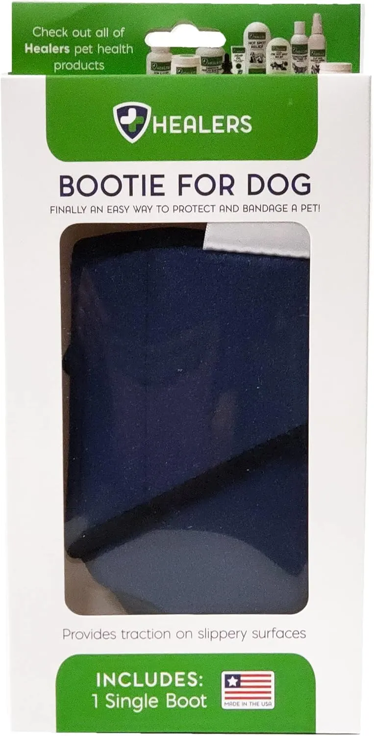 Healers Petcare Medical Dog Bootie for Wound Care & Paw Protection, Single Boot (Blue) - Non-Slip Sole, Breathable Fabric, Vet Approved (Small/Medium)
