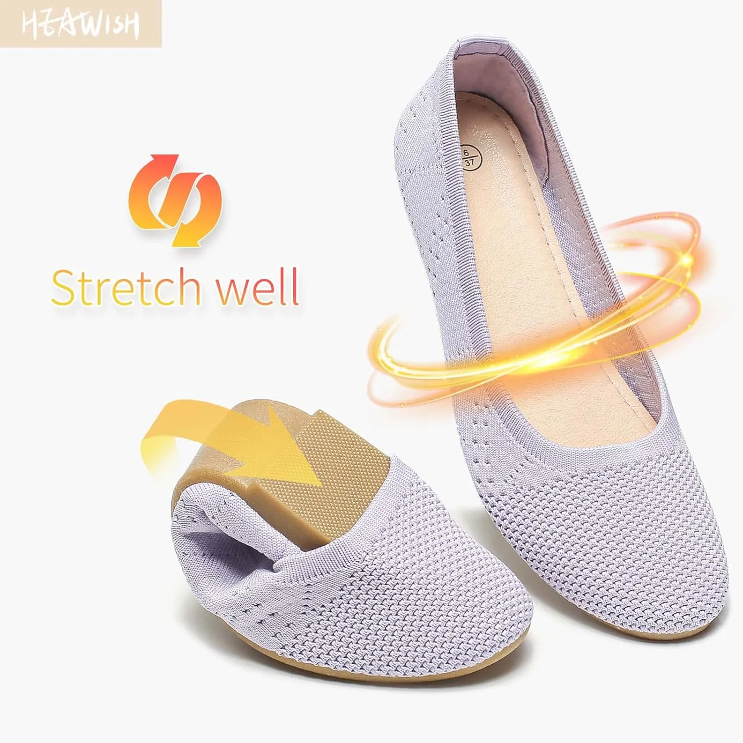 HEAWISH Comfortable Round Toe Flats Shoes Women, Slip On Ballet Flats for Women, Casual Women's Flats for Walking