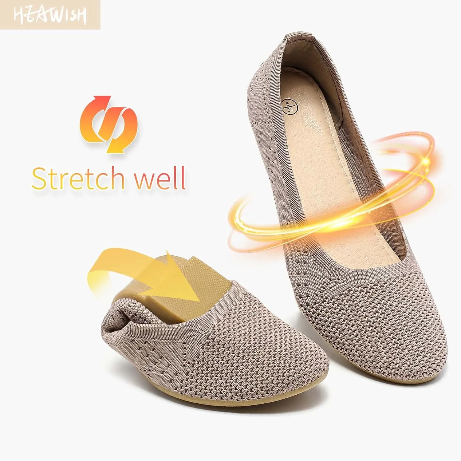 HEAWISH Comfortable Round Toe Flats Shoes Women, Slip On Ballet Flats for Women, Casual Women's Flats for Walking