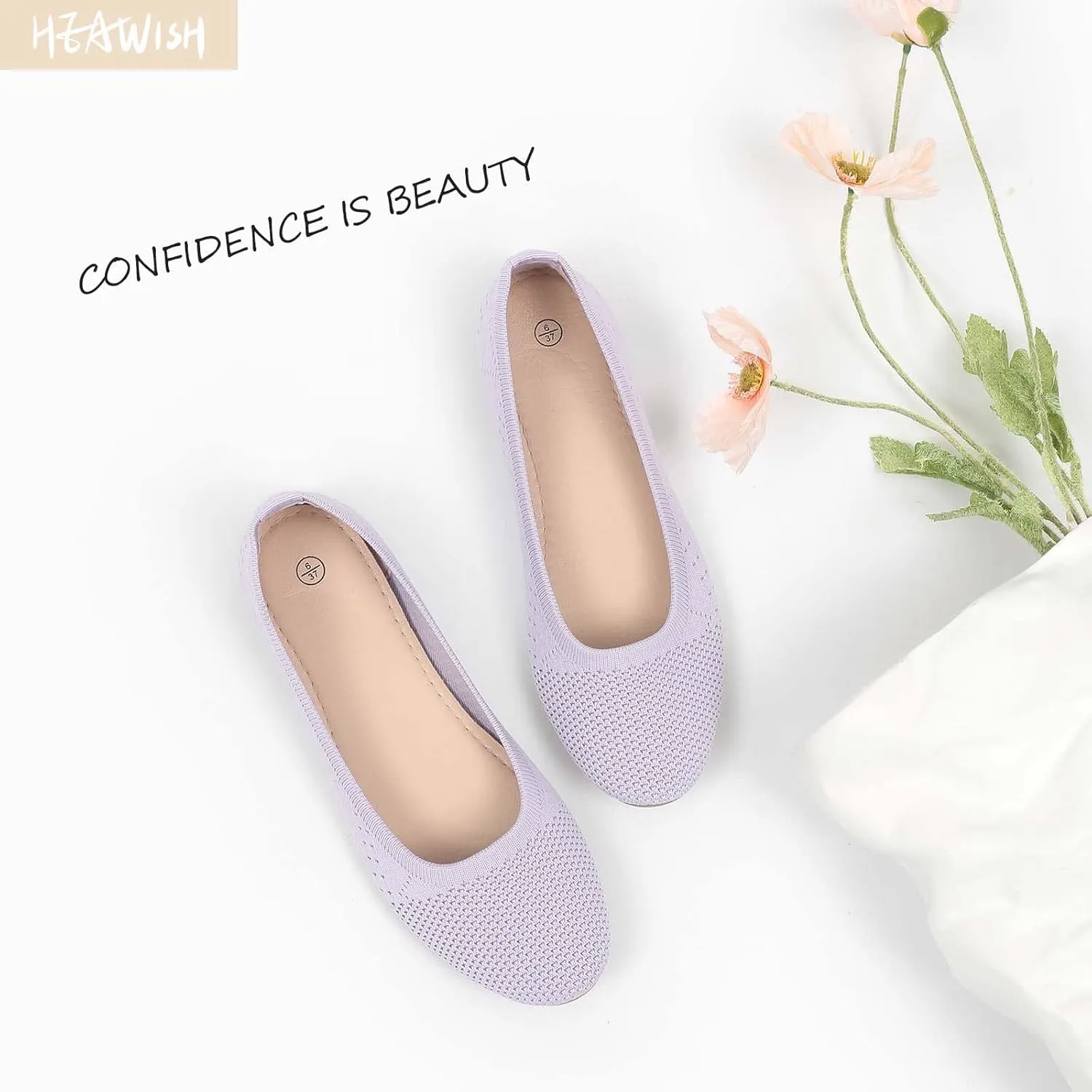 HEAWISH Comfortable Round Toe Flats Shoes Women, Slip On Ballet Flats for Women, Casual Women's Flats for Walking