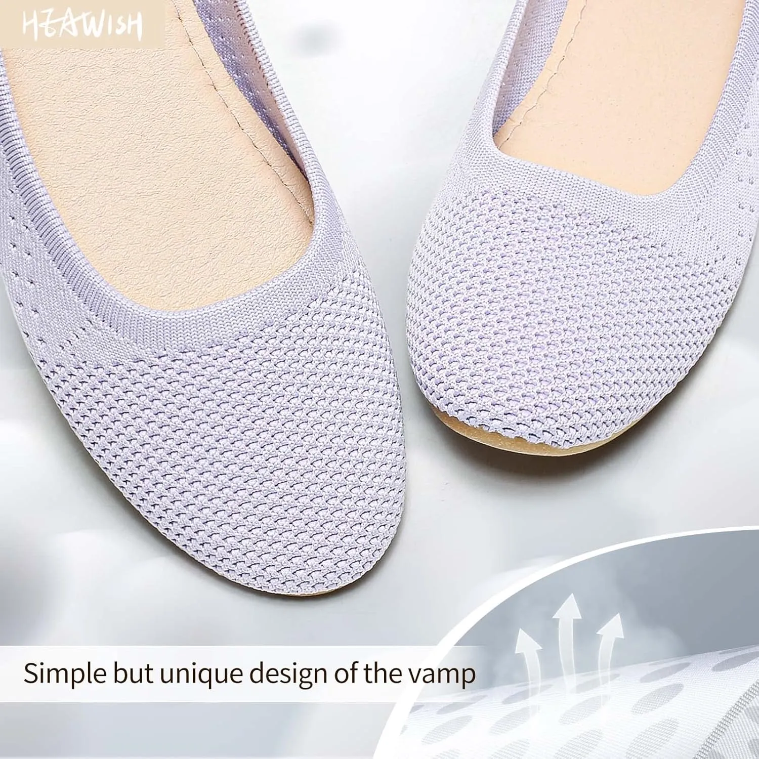 HEAWISH Comfortable Round Toe Flats Shoes Women, Slip On Ballet Flats for Women, Casual Women's Flats for Walking