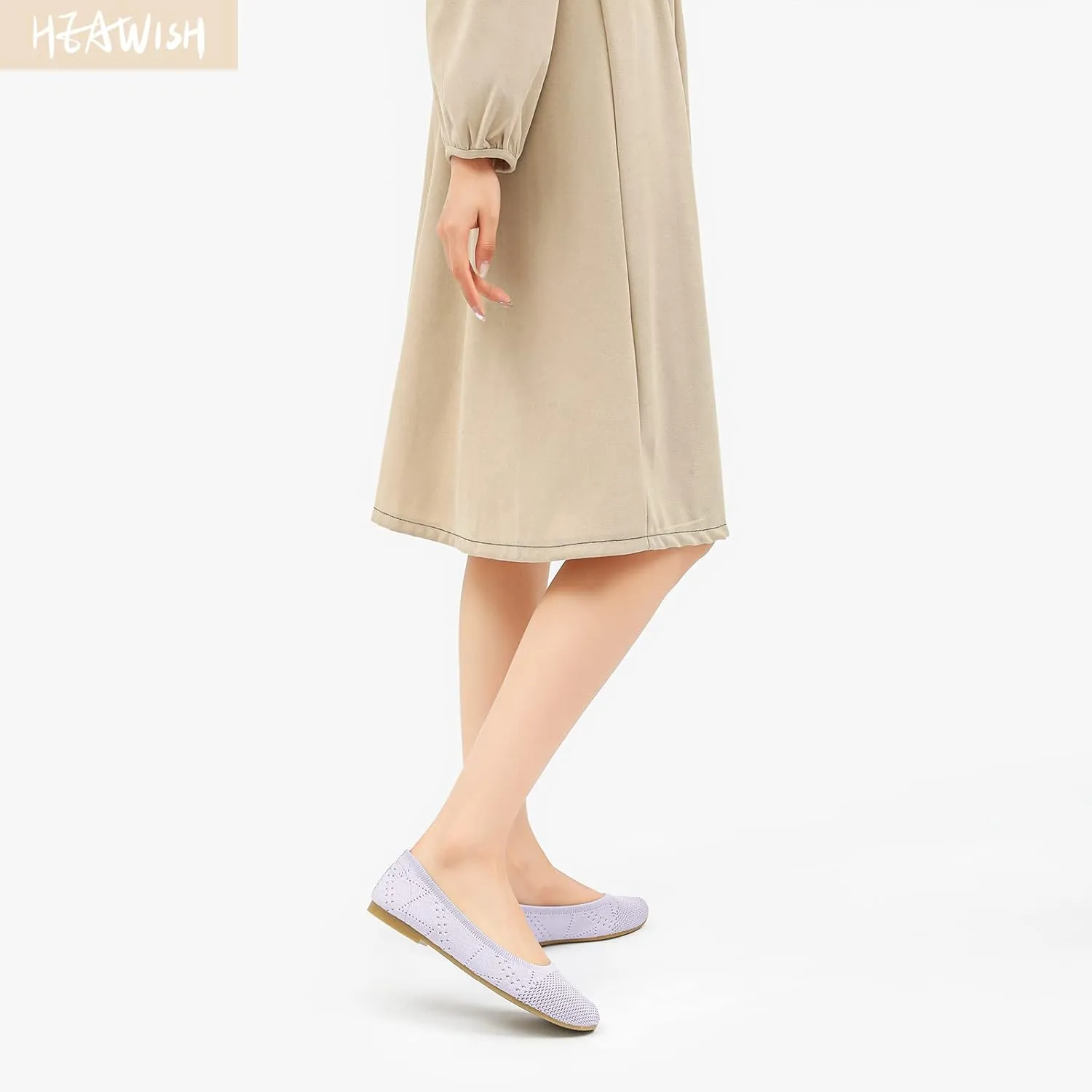 HEAWISH Comfortable Round Toe Flats Shoes Women, Slip On Ballet Flats for Women, Casual Women's Flats for Walking