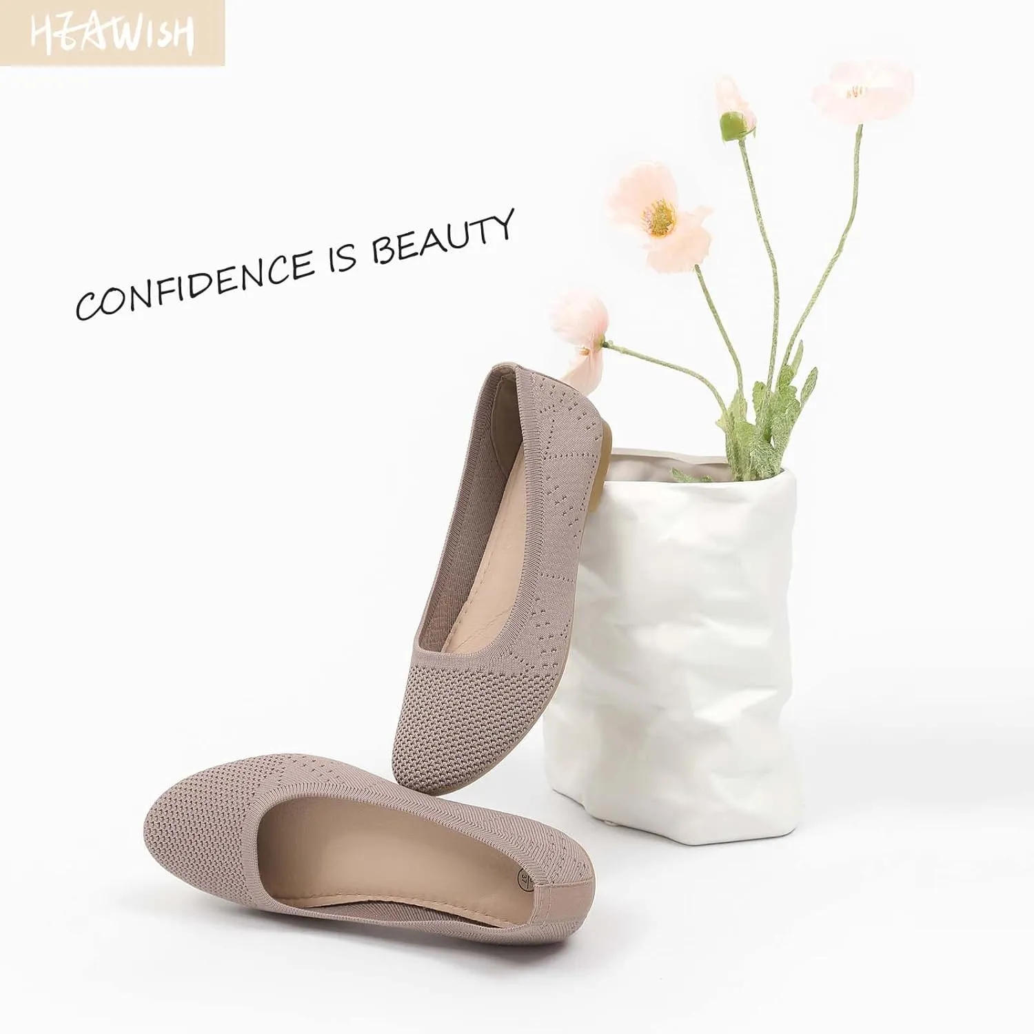 HEAWISH Comfortable Round Toe Flats Shoes Women, Slip On Ballet Flats for Women, Casual Women's Flats for Walking