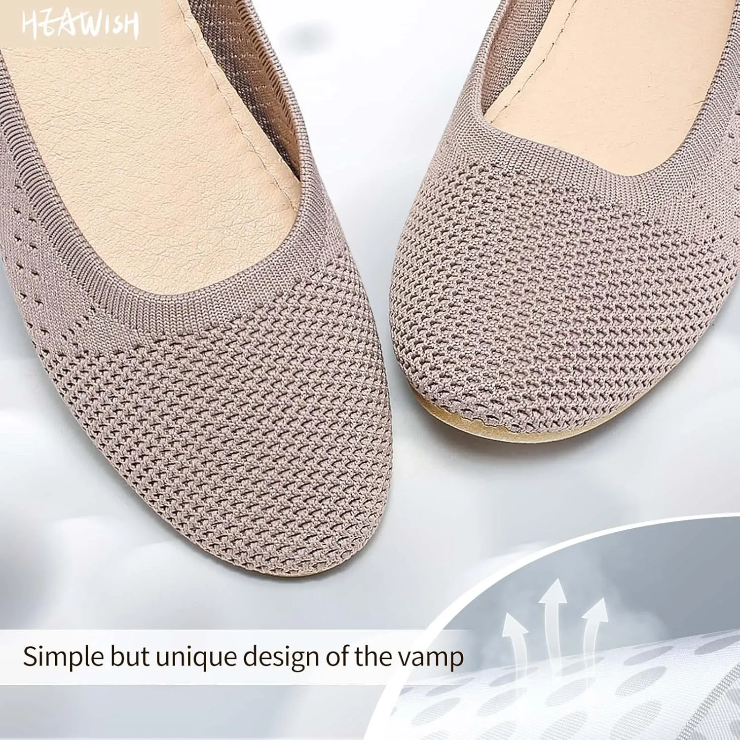 HEAWISH Comfortable Round Toe Flats Shoes Women, Slip On Ballet Flats for Women, Casual Women's Flats for Walking