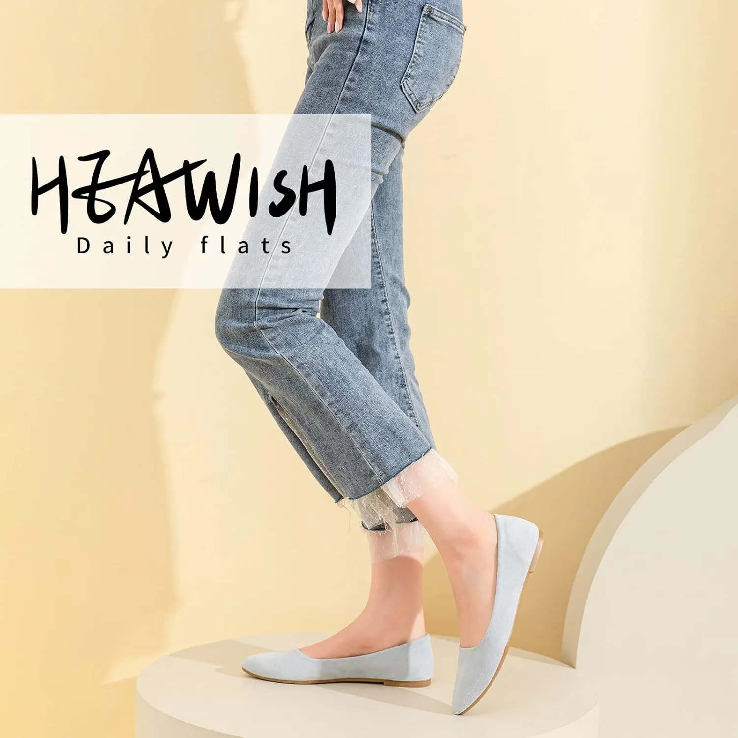 HEAWISH Women’s Black Flats Shoes Comfortable Suede Pointed Toe Slip On Casual Ballet Flats Dress Shoes Nude Flats