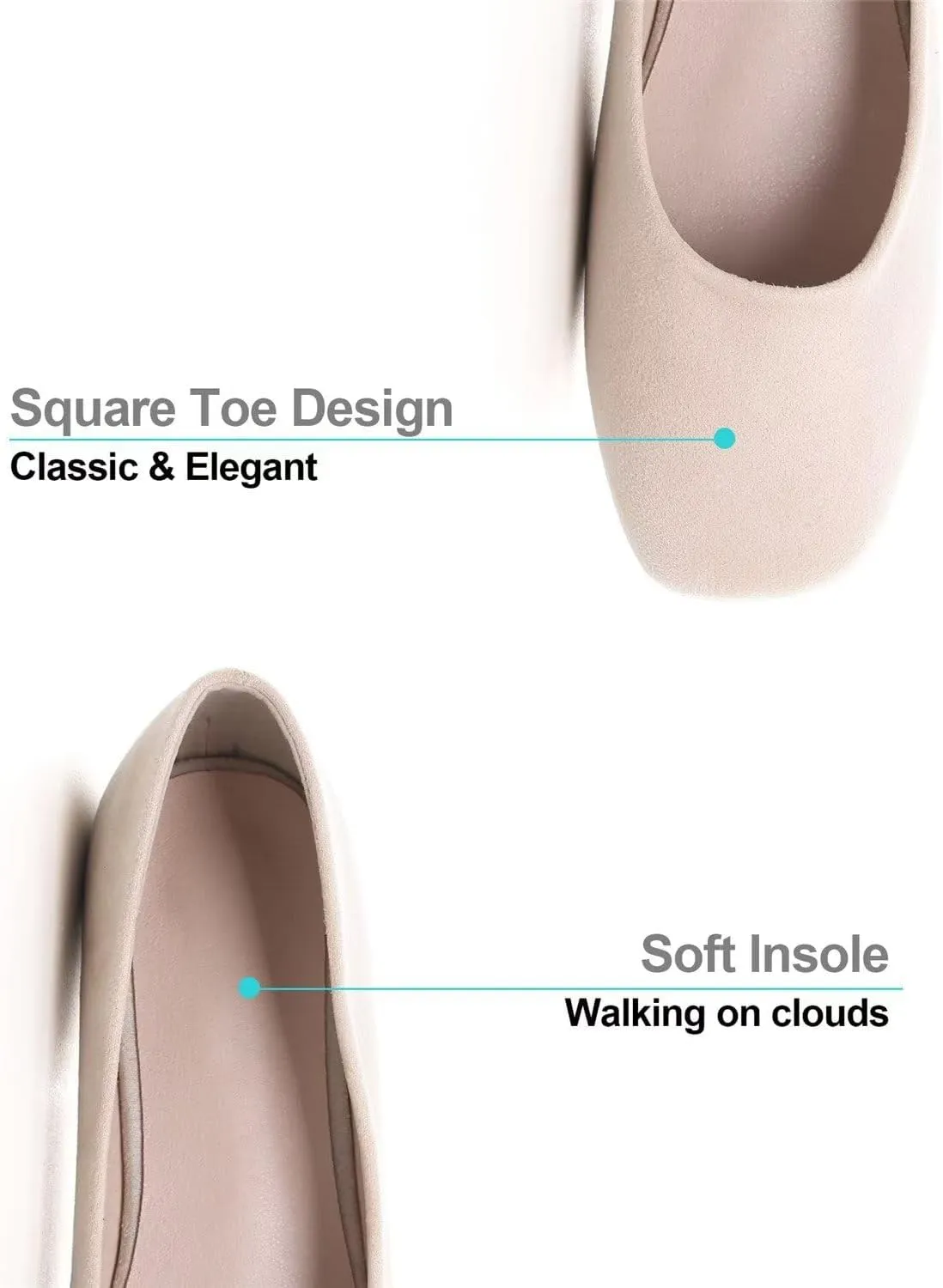 Hee grand Square Toe Ballet Flats for Women Rhinestones Chains Black Suede Dress Shoes Comfort Slip-On Loafers