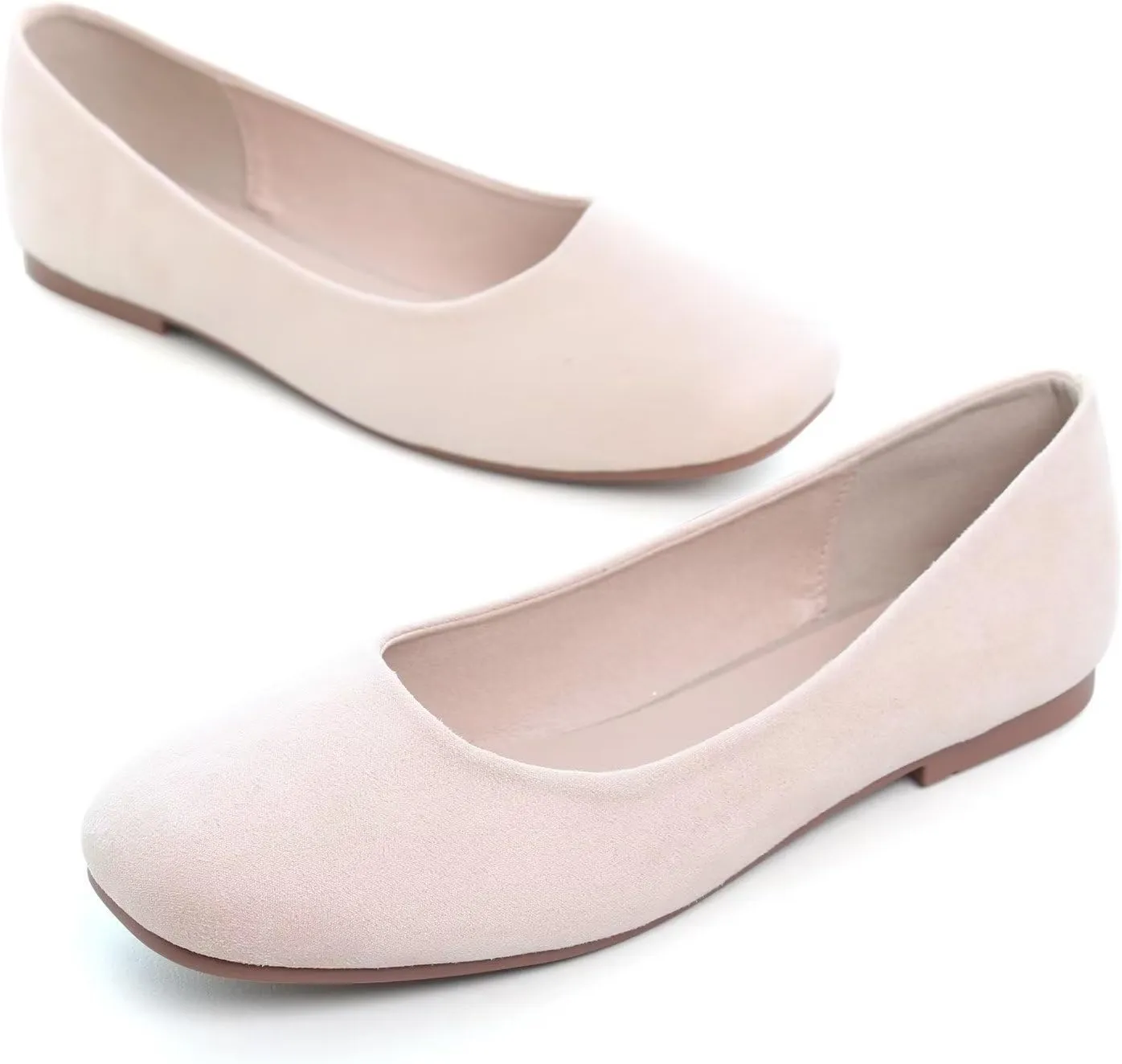 Hee grand Square Toe Ballet Flats for Women Rhinestones Chains Black Suede Dress Shoes Comfort Slip-On Loafers