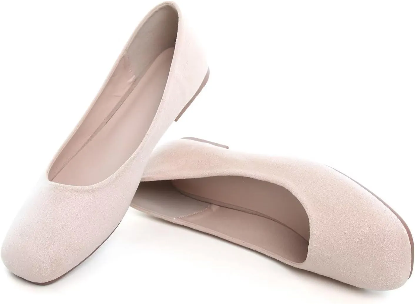 Hee grand Square Toe Ballet Flats for Women Rhinestones Chains Black Suede Dress Shoes Comfort Slip-On Loafers