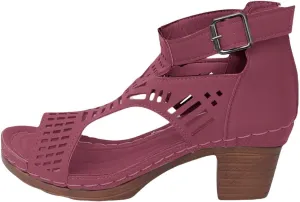 Heeled Sandals Women's Low Block Chunky Heels Sandals Fish Mouth Breathable Hollow Out Walking Shoes Adjustable Ankle Strap Wide Available Shoes for Summer And Daily Wear