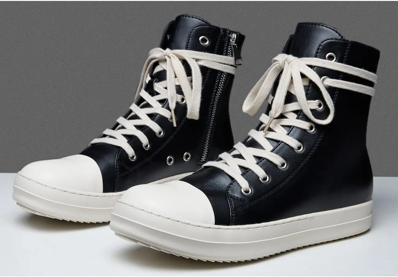High Top Sneakers for Men Comfortable Platform Shoes with Zipper Walking Shoes
