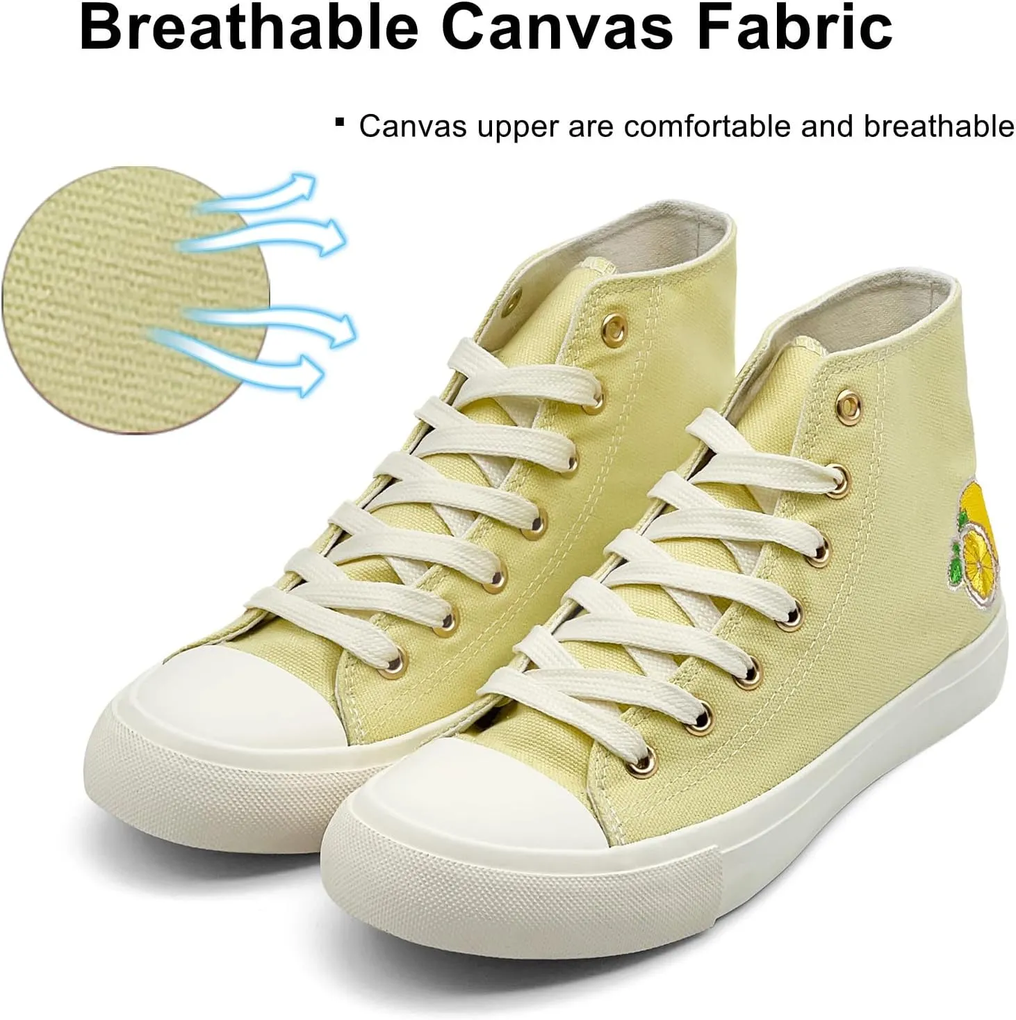 High Top Sneakers for Women Canvas Shoes Fruits Embroidery High Tops Women Casual Shoes Lace Up Fashion Sneakers