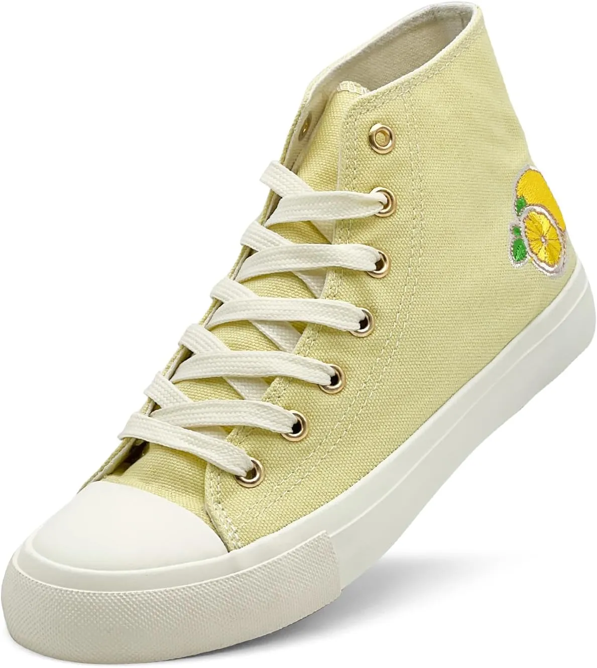 High Top Sneakers for Women Canvas Shoes Fruits Embroidery High Tops Women Casual Shoes Lace Up Fashion Sneakers