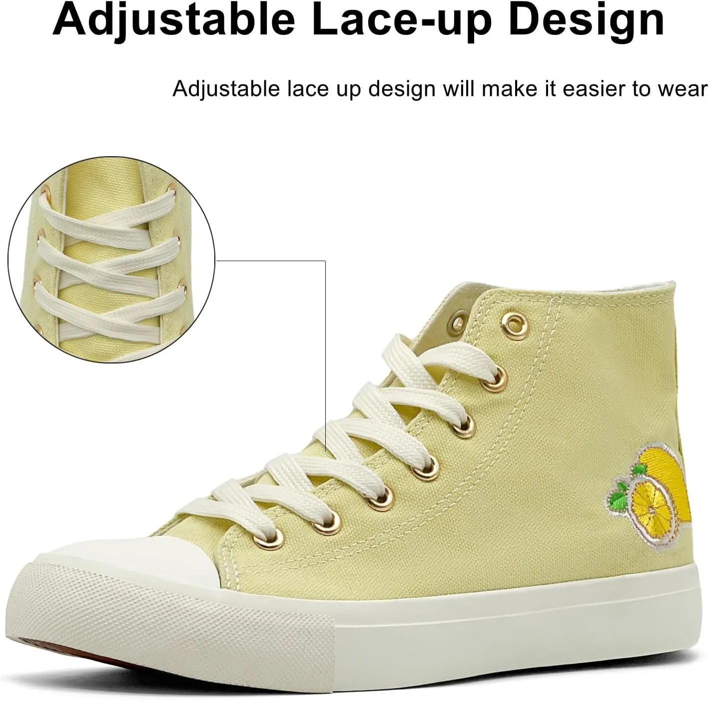 High Top Sneakers for Women Canvas Shoes Fruits Embroidery High Tops Women Casual Shoes Lace Up Fashion Sneakers