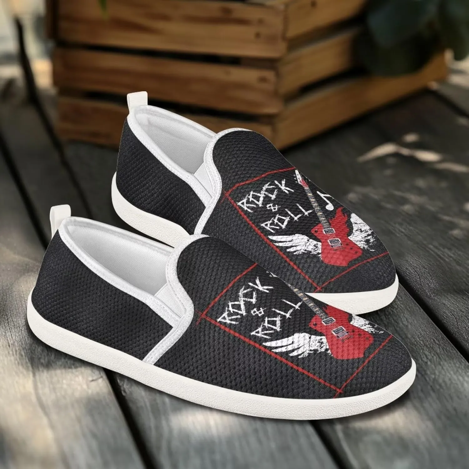 Howilath Art Musical Notes Mesh Shoes Women Casual Sport Shoes Anti-Skid Running Sneakers with EVA Sole