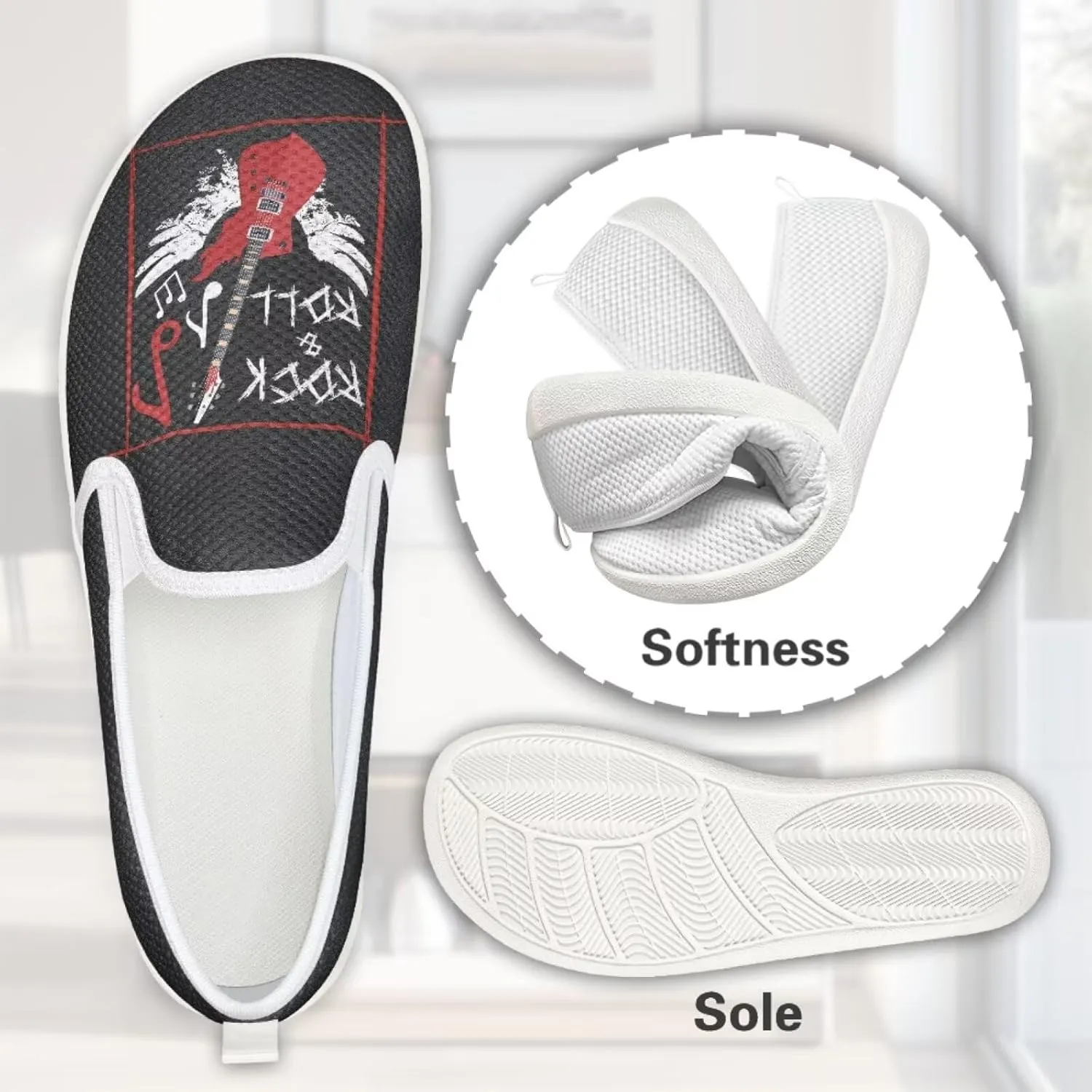 Howilath Art Musical Notes Mesh Shoes Women Casual Sport Shoes Anti-Skid Running Sneakers with EVA Sole
