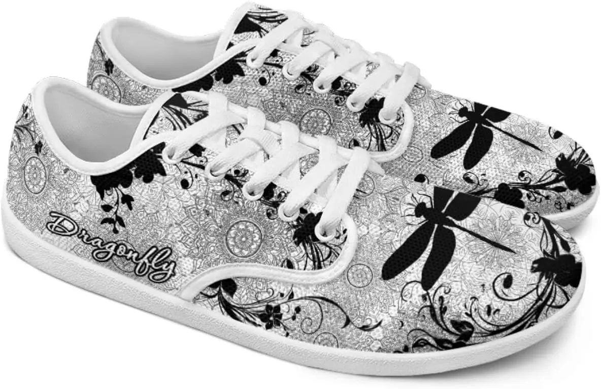 Howilath Boho Mandala Animal Women Barefoot Shoes Casual Shoes Lace up Loafers Running Sneaker with EVA Sole