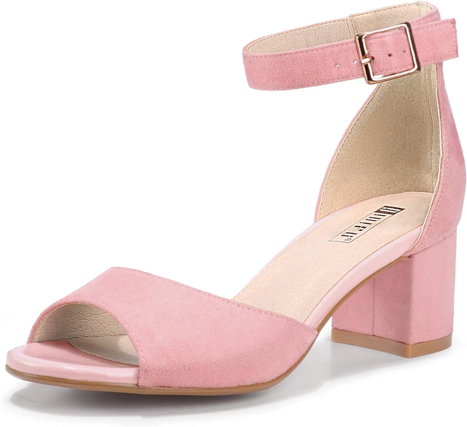 IDIFU Women's Candie Low Block Heels Sandals Peep Toe Chunky Ankle Strap Wedding Dress Shoes