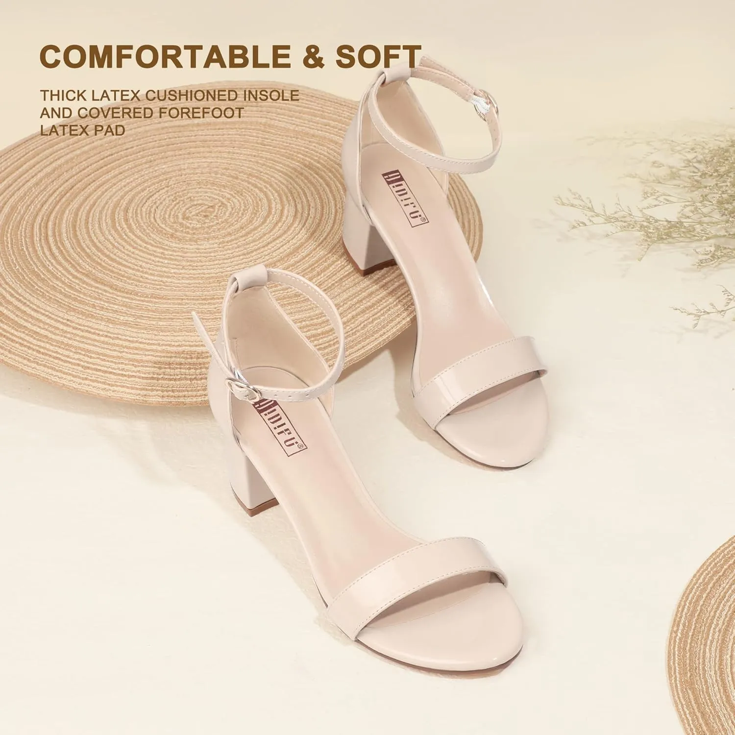 IDIFU Women's Cookie-LO Low Block Heels Chunky Sandals Ankle Strap Wedding Dress Pump Shoes