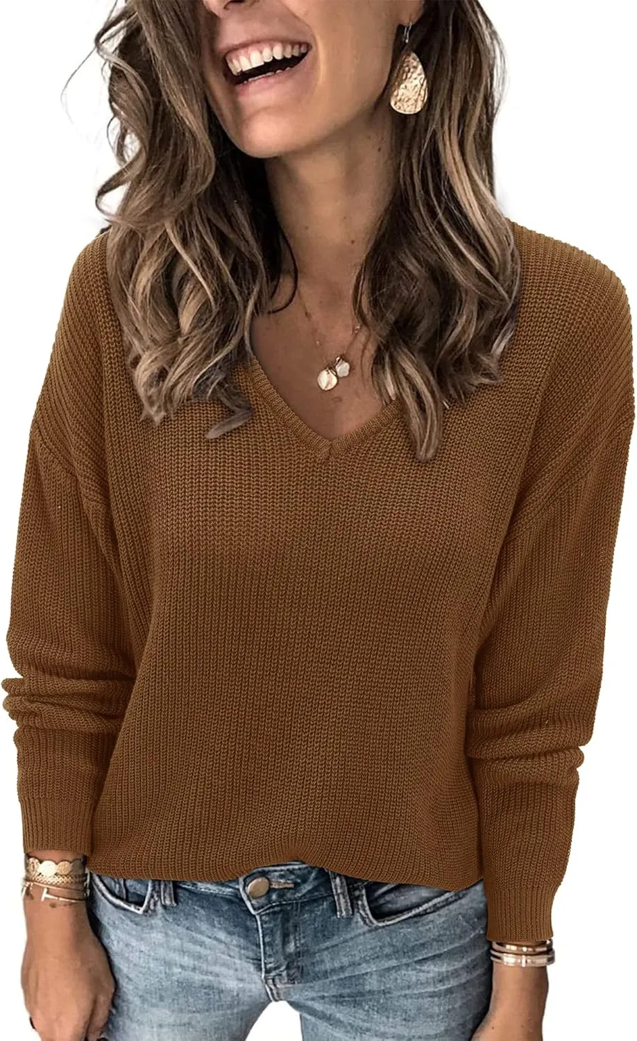 II ININ Women's Fall Sweater 2024 Long Sleeve Tops Fashion Outfits Trendy Casual V Neck Oversized Pullover Sweaters