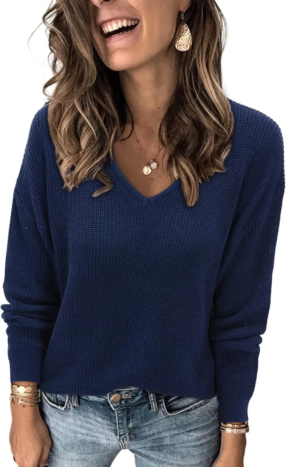 II ININ Women's Fall Sweater 2024 Long Sleeve Tops Fashion Outfits Trendy Casual V Neck Oversized Pullover Sweaters