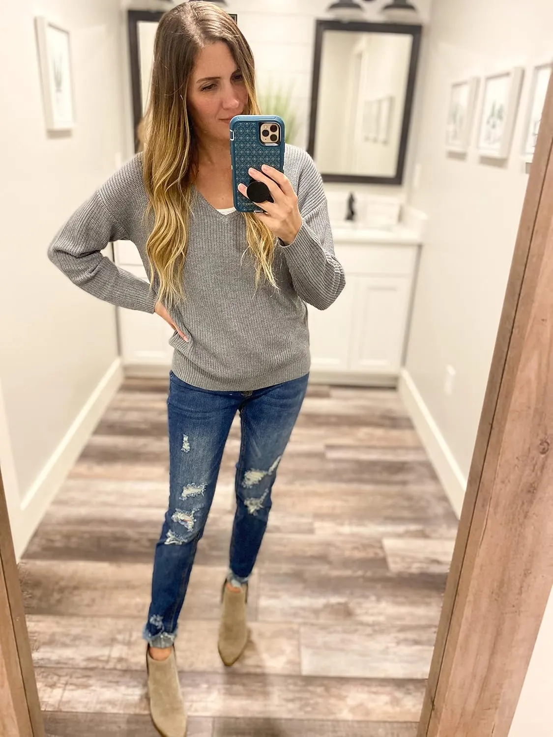 II ININ Women's Fall Sweater 2024 Long Sleeve Tops Fashion Outfits Trendy Casual V Neck Oversized Pullover Sweaters