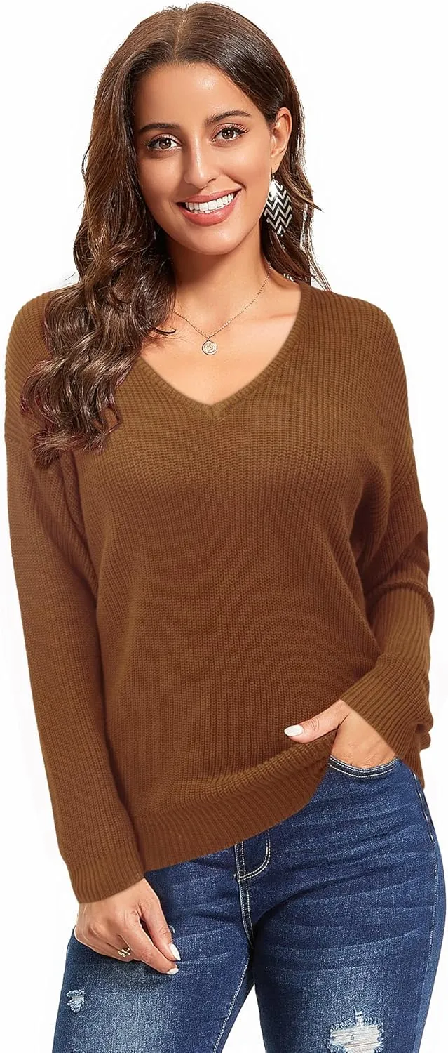 II ININ Women's Fall Sweater 2024 Long Sleeve Tops Fashion Outfits Trendy Casual V Neck Oversized Pullover Sweaters