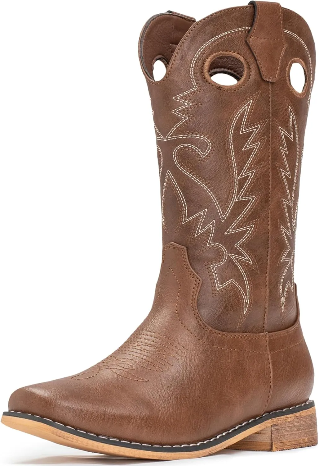 IUV Cowboy Boots for Boys Girls Western Square Toe Cowgirl Boots Mid Calf Riding Shoes (Toddler/Little Kid/Big Kid)