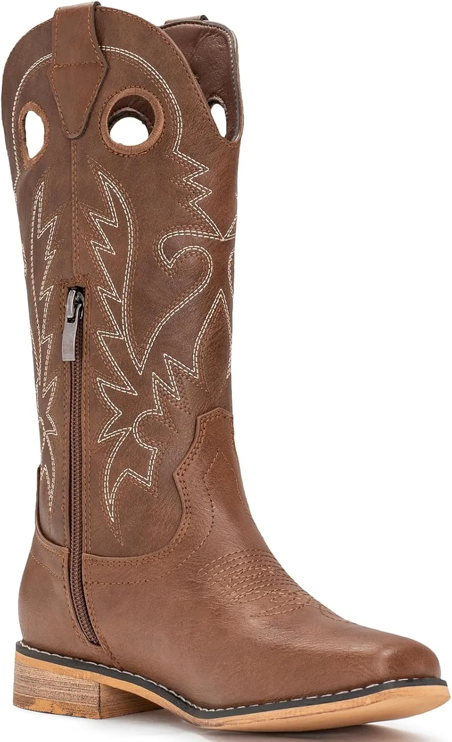 IUV Cowboy Boots for Boys Girls Western Square Toe Cowgirl Boots Mid Calf Riding Shoes (Toddler/Little Kid/Big Kid)