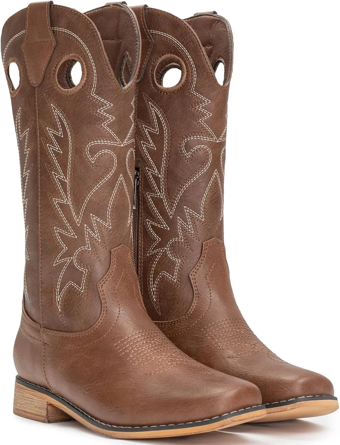 IUV Cowboy Boots for Boys Girls Western Square Toe Cowgirl Boots Mid Calf Riding Shoes (Toddler/Little Kid/Big Kid)