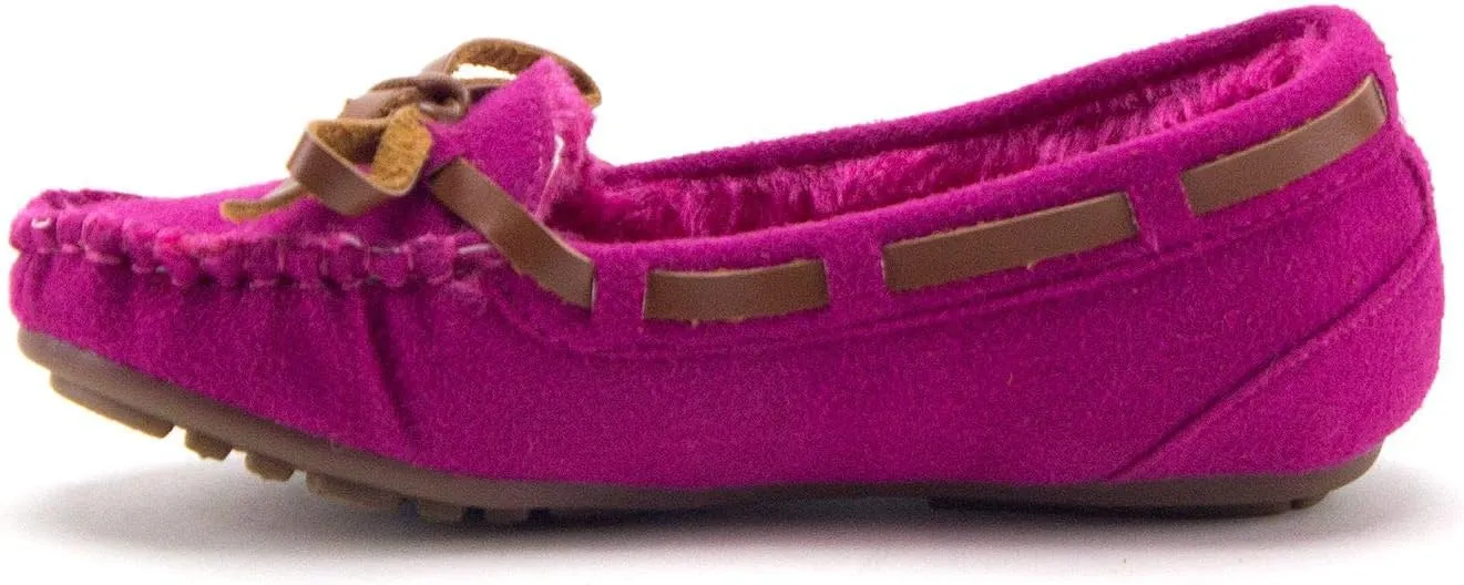 Jazamé Little Girls Tasha Warm Fur Lined Slip On Cozy Moccasins Casual Flats Shoes