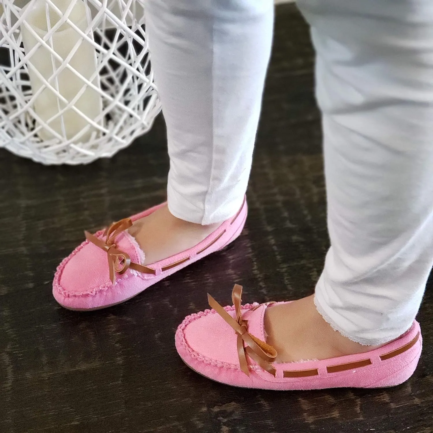 Jazamé Little Girls Tasha Warm Fur Lined Slip On Cozy Moccasins Casual Flats Shoes