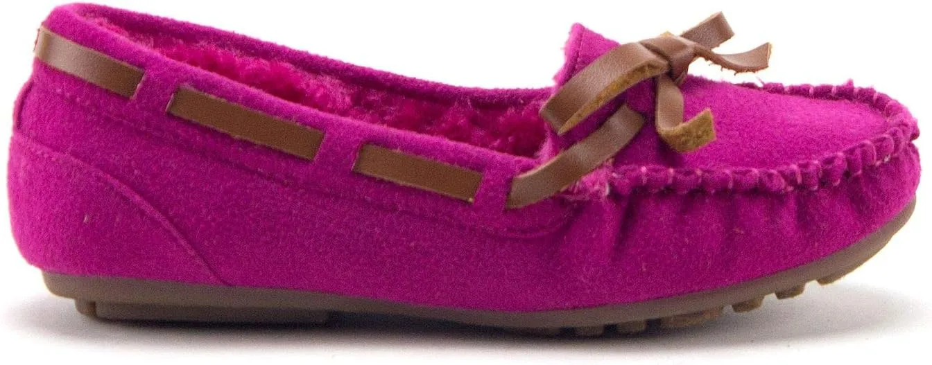 Jazamé Little Girls Tasha Warm Fur Lined Slip On Cozy Moccasins Casual Flats Shoes