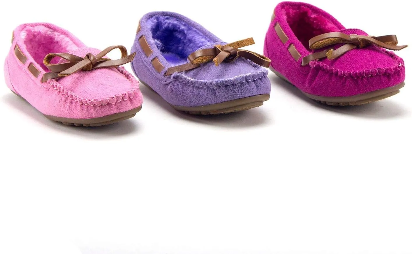 Jazamé Little Girls Tasha Warm Fur Lined Slip On Cozy Moccasins Casual Flats Shoes
