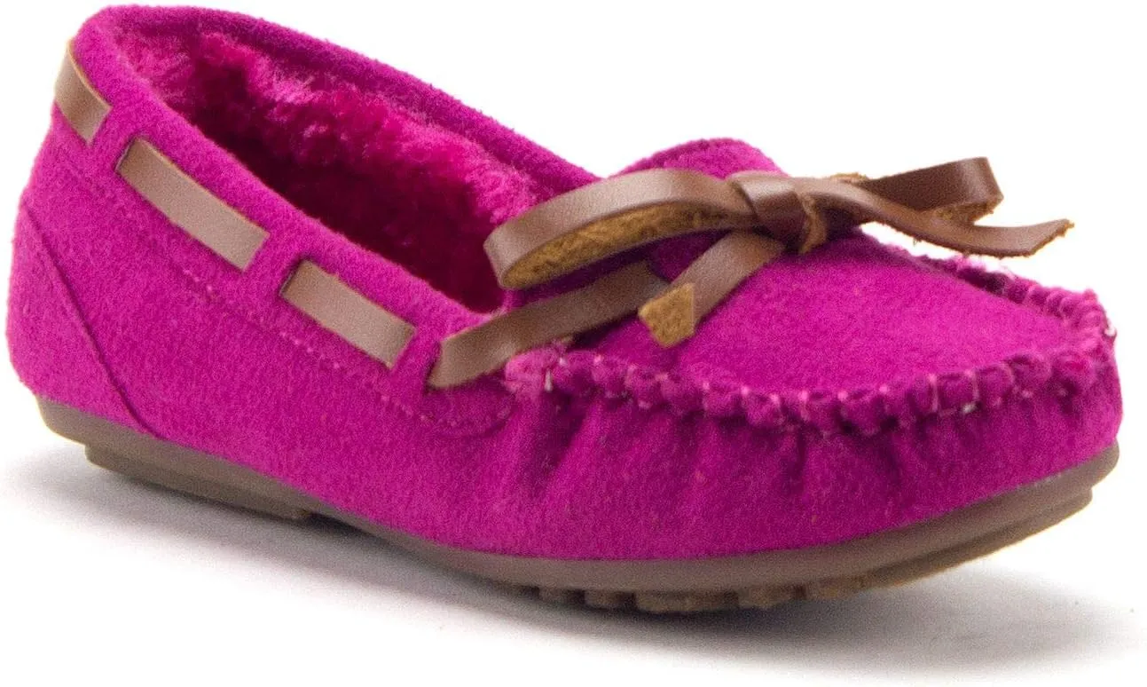 Jazamé Little Girls Tasha Warm Fur Lined Slip On Cozy Moccasins Casual Flats Shoes
