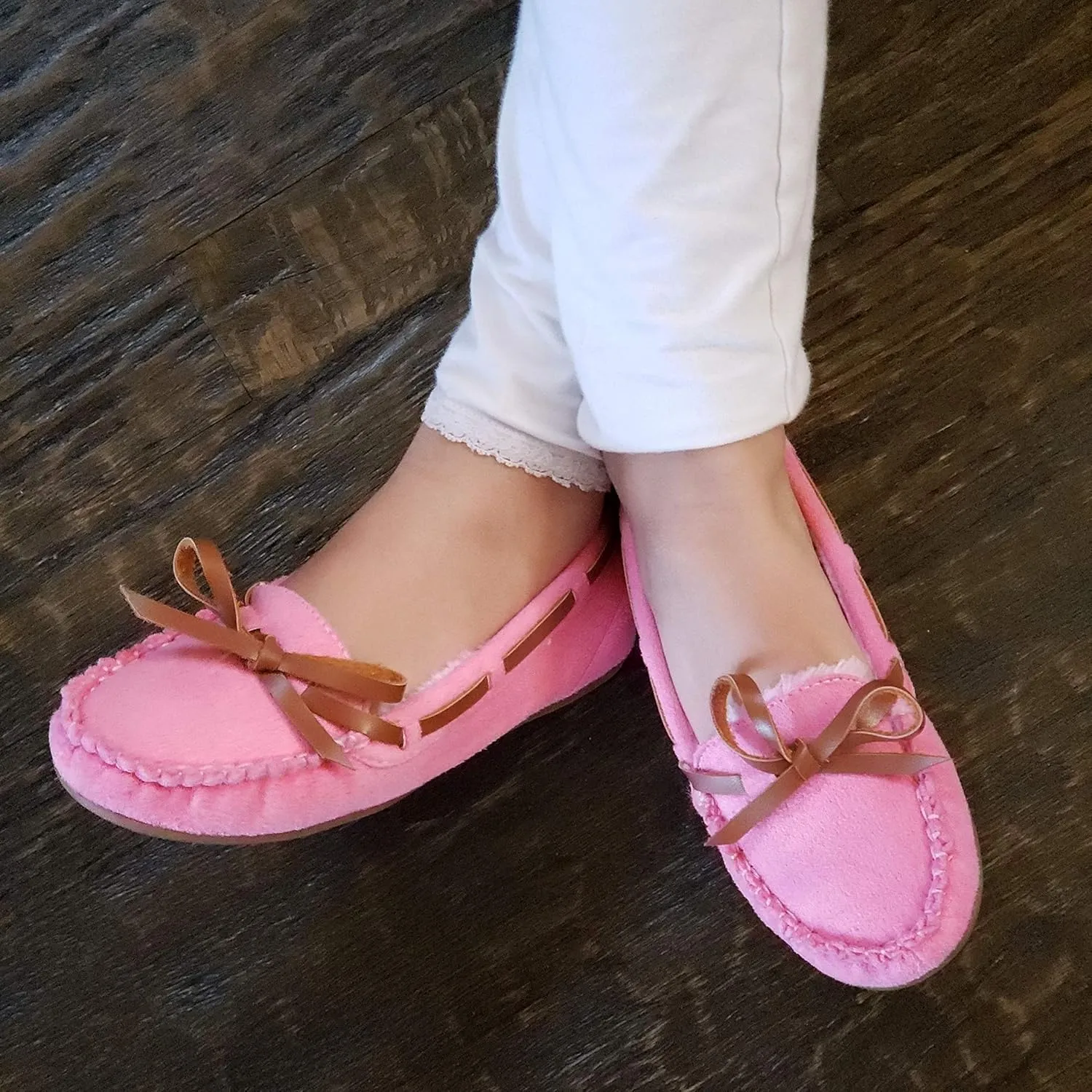 Jazamé Little Girls Tasha Warm Fur Lined Slip On Cozy Moccasins Casual Flats Shoes