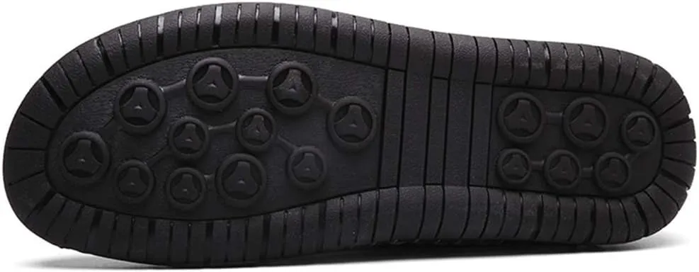 JEBU Men's Leather Slip-on Handmade Loafers Lightweight Classic Outdoors Casual Shoes