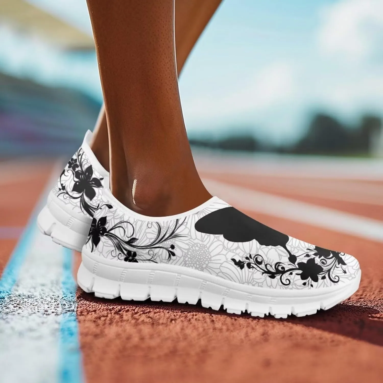 Jeiento Boho Floral Loafers for Women Slip on Shoes Flats Shoes Cozy Work Shoes